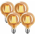 thumbnail image 1 of Bombillas LED de vidrio ámbar G80, regulables y de bajo consumo, luz blanca cálida de 2700 K, para iluminación de oficina en casa, paquete de 4, 1 of 5