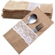 thumbnail image 1 of 20 piezas estante de vajilla natural estante de vajilla de lona de yute estante de encaje de Hessen cuchillo decoración de boda tenedor novia país ducha marco de mesa de fiesta, 1 of 5