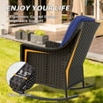 thumbnail image 4 of EAGLE PEAK Azure Bay 3 Pieces Outdoor Wicker Bistro Set, Rocking Chairs with Side Table, Brown Wicker and Blue Cushions, 4 of 10