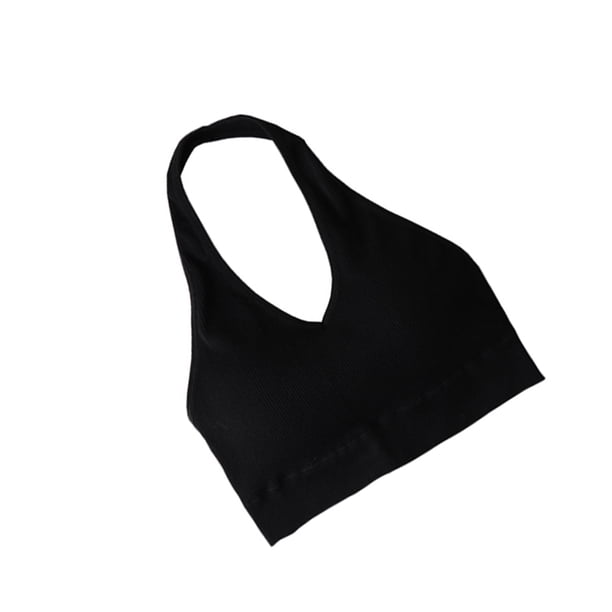 Sonducket Sujetador deportivo sin espalda con correa para mujer, sujetador deportivo para colgar en el cuello, ropa interior transpirable para ejercicio de Ropa interior negro