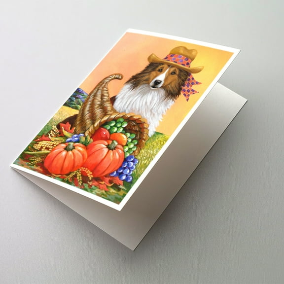 Sheltie Autumn Greeting Cards and Envelopes Pack of 8