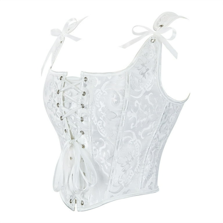 Kilaqueen Women's Vintage Paisley Lace Up Corset Top Adjustable