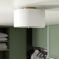 thumbnail image 2 of Henn&Hart 12" Brass Finish Metal/Fabric Semi Flush Mount, 2 of 7
