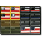 RapDom USA Flag Tactical Micro Rubber H&L Velcro-Back Patch Set [16 Per Set - 3x2"]