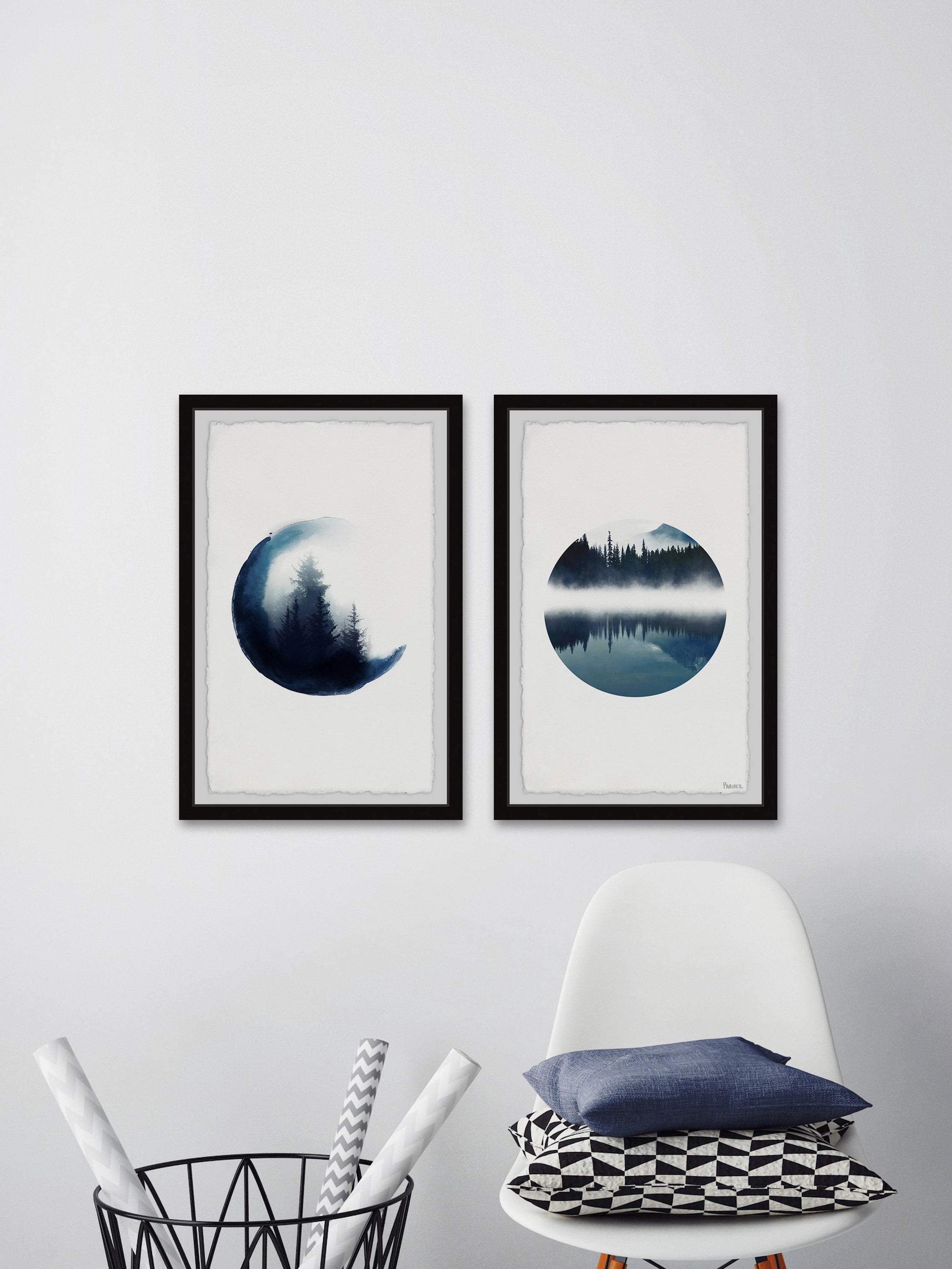 Forest Mountain Reflection Diptych