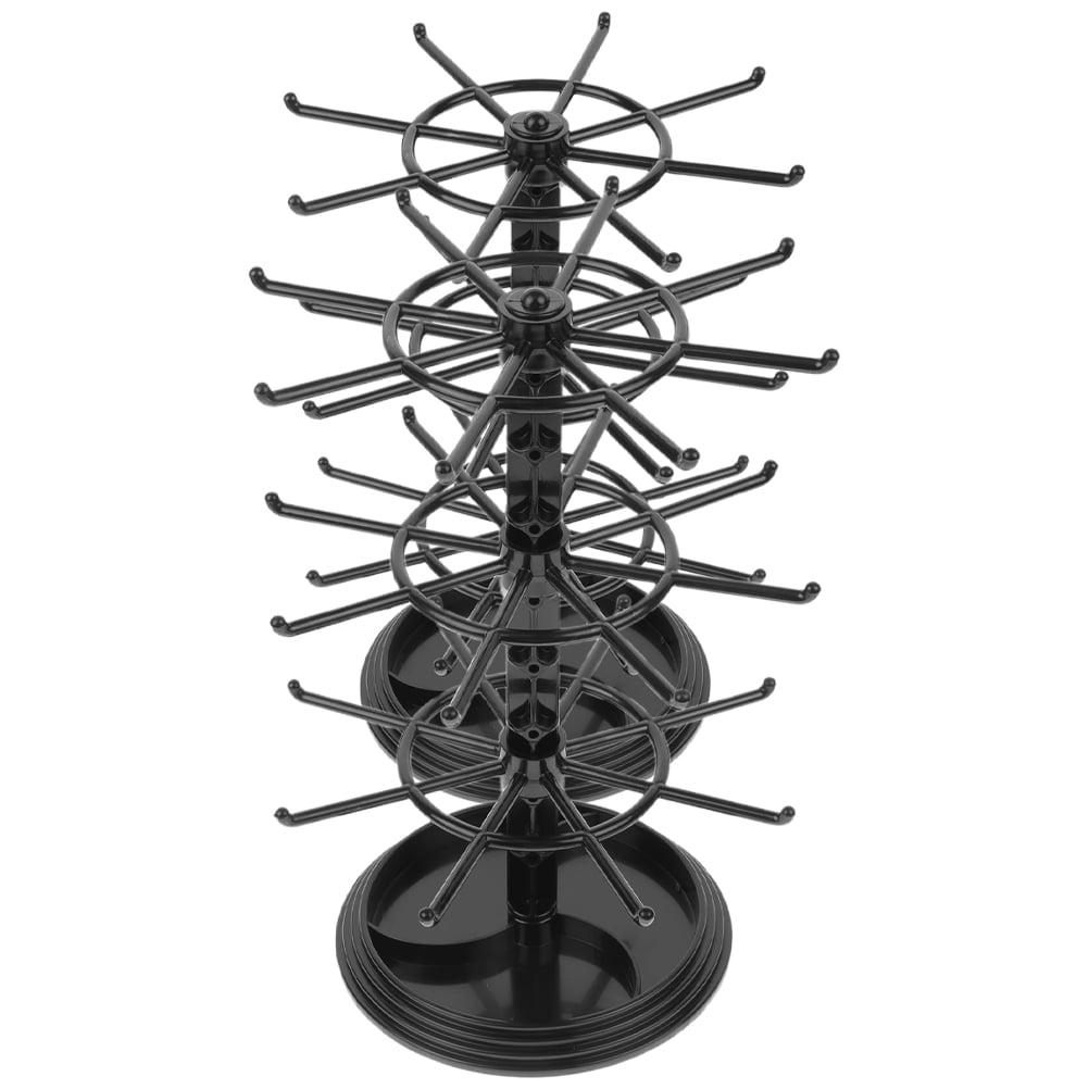 2pcs Black Plastic 3 Tier Rotating Jewelry Display Stand for Necklace Earring Keychain Organizer at Retail Vendor Events