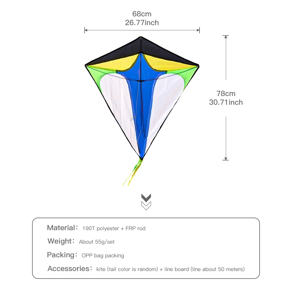 Kepooman Outdoor Polyester Diamond Kite with Tails, Outside Activities for Friends and Family, Set of 2 Kepooman Outdoor Polyester Diamond Kite with Tails, Outside Activities for Friends and Family, Set of 2