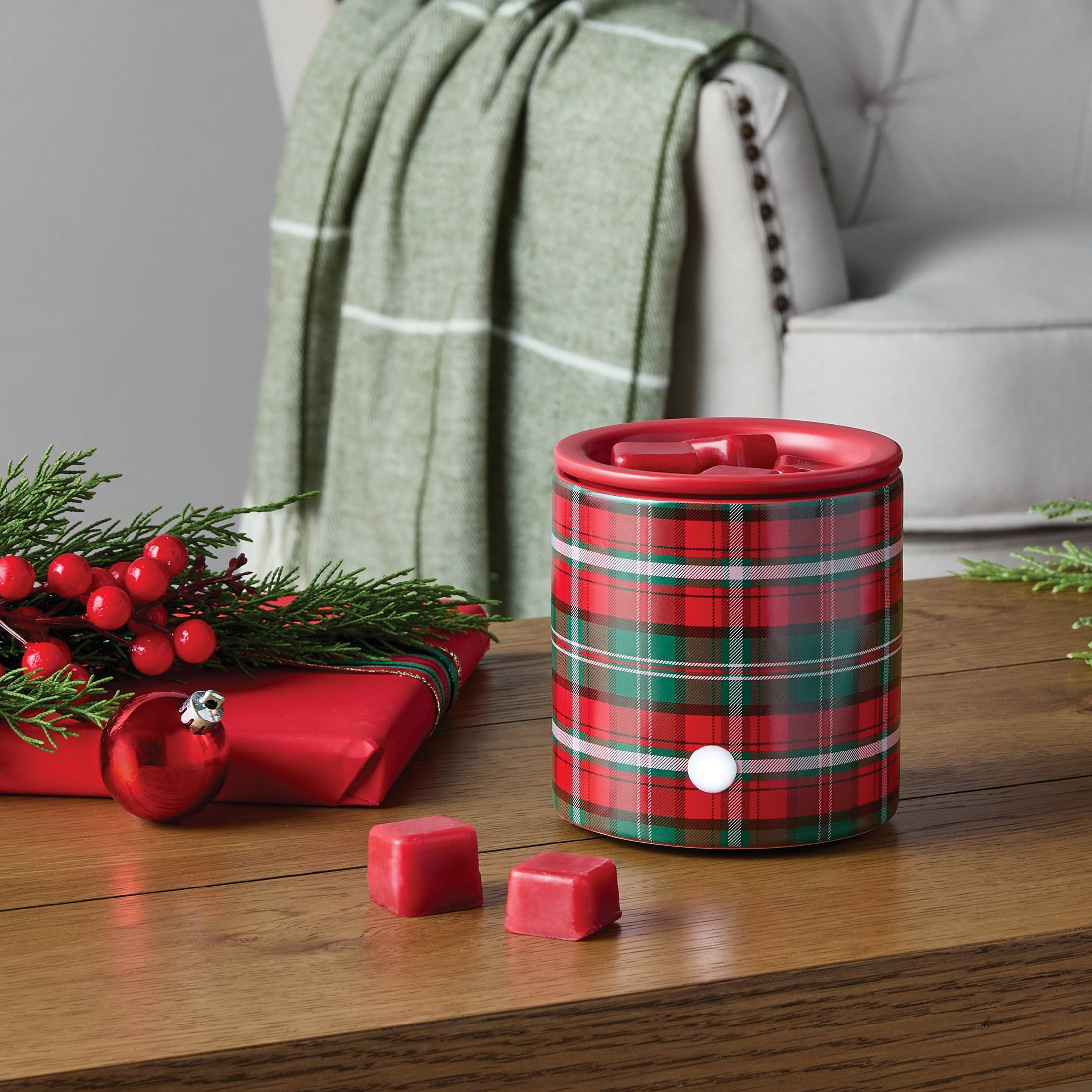 Mainstays Holiday Plaid  Full Size Ceramic Wax Melt Warmer