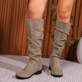 thumbnail image 4 of Dasayo Slouch Boots for Women Mid-Calf Yellow Wide Calf Pull on Low Heel Casual Boots Shoes for Women 37, 4 of 7