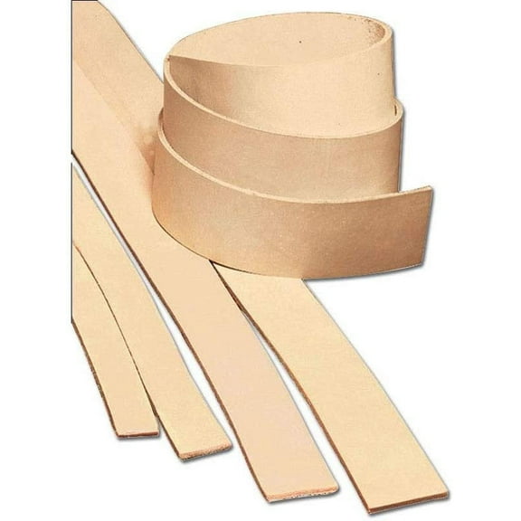European Leather Works 8-9 oz 3.2-3.6mm Heavyweight Natural Vegetable Tanned Cowhide Leather Strip 2" 51 mm x 50" 1.3 m