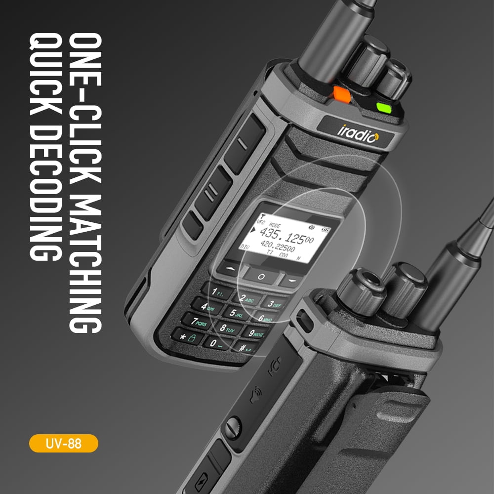 Iradio UV88 Walkie Talkie Two Way Radio Shortwave 2.3-26.1Mhz UV88 FM SW MW LW Radios Multi Band Type-C Reharger 1024 Channel