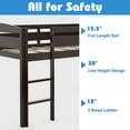 thumbnail image 3 of Gymax Twin Size Loft Bed Wooden Slats Support Loft Bed Frame w/ Ladder & Guardrails Espresso, 3 of 6