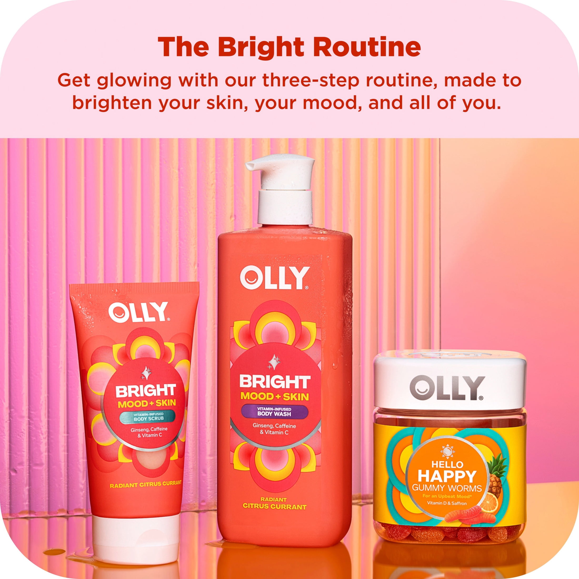 (4 pack) OLLY Body Wash Bright With Vitamin C ,17 fl oz