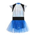 thumbnail image 4 of Yartina Kids Girls Halloween Alien Costume Sequins Ballet Leotard Dance Tutu Dress Carnival Party Blue 6, 4 of 7