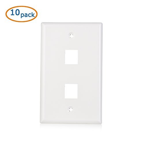 Cable Matters 10 paquetes de 2 bajo perfil de 2 puertos Keystone Jack Plate de pared en blanco