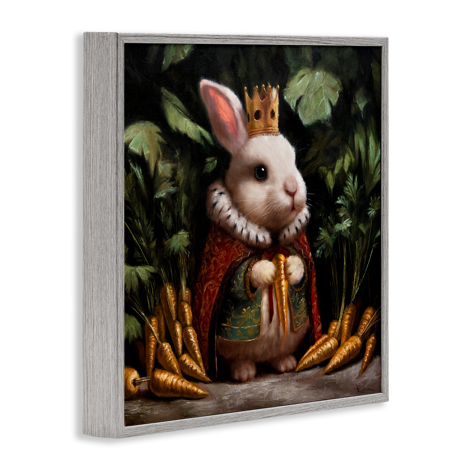 Stupell Industries Carrot Gold Royal Rabbit Gray Framed Giclee Art, design by Lucia Heffernan