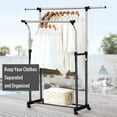 thumbnail image 4 of Zootealy HOME ORGANIZER Removable Double Rail Garment Rack Rolling Laundry Drying Rack Clothes Holder Storage Organizer with Bottom Shelf Adjustable Height Length for Home Bedroom, 4 of 8