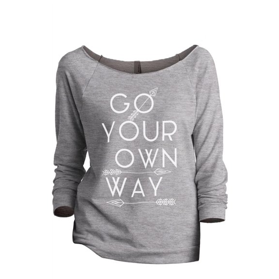 Go Your Own Way Women's Fashion Slouchy 3/4 Sleeves Raglan Lightweight Sweatshirt Sport Grey Large