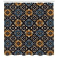 thumbnail image 3 of Abstract Shower Curtain, Folk Motif Repetition of Bohemian Shapes Hatched Style Art Pattern, Fabric Bathroom Set with Hooks, 69W X 75L Inches Long, Indigo and Multicolor, by Ambesonne, 3 of 3