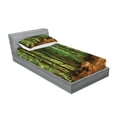 thumbnail image 2 of Ambesonne Forest Fitted Sheet & Pillow Sham Set, Woodland Pathway Scene, Twinxl, Green Brown, 2 of 2