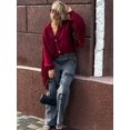 thumbnail image 2 of Cárdigan de punto con borlas para mujer, suéter holgado de un solo pecho con cuello en V, ropa de calle elegante, 2024, 2 of 5
