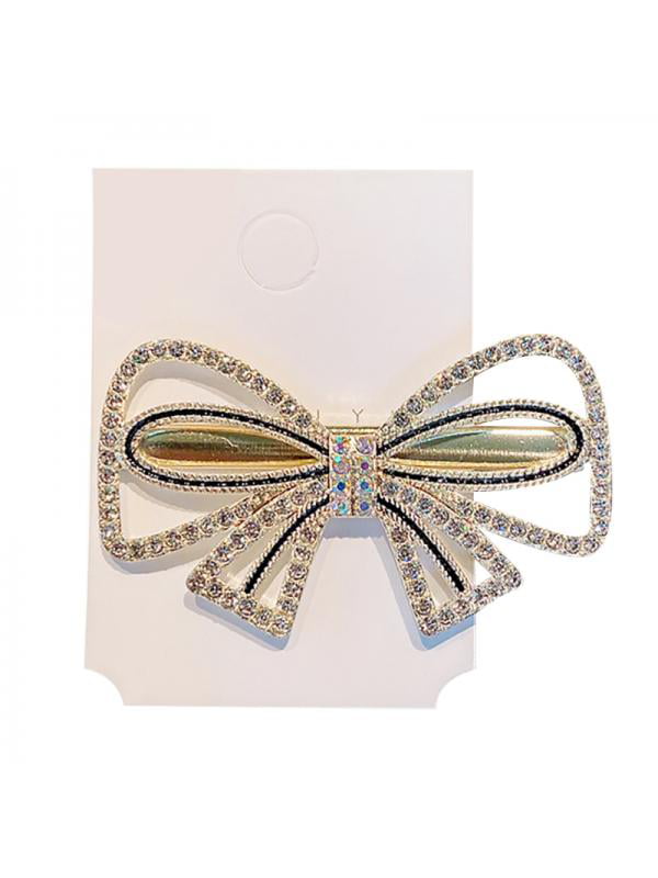 Details about   Bowtie Design Bridal Hair Barrette Crafted with  Rhinestones 