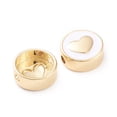 thumbnail image 2 of Brass Enamel Beads Long-Lasting Plated Flat Round with Heart White Real 18K golden Plated 11x5mm Hole: 1.8mm, 2 of 2