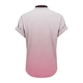 thumbnail image 6 of Ombre Color Comfort Blouse for Women Short Sleeve V Neck 1/4 Button Henley Tee Dressy Fitted Basic T-shirts, 6 of 6
