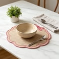 thumbnail image 6 of Linnome Flower Shaped Embroidered Linen Placemats, Bow Decor Heat Resistant Table Mats, Washable Stitched Insulation Plate Mats for Dining Table, Coffee Table Decor, 6 of 6