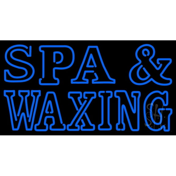 Blue Spa And Waxing LED Neon Sign 20 x 37 - inches, Black Square Cut Acrylic Backing, with Dimmer - Bright and Premium built indoor LED Neon Sign for Spa interior decor and storefront.