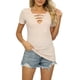 thumbnail image 1 of Mujeres verano Tops slim fit V Masajeadores de cuello manga corta color puro corte diseño las mujeres camisa casual para oficina del partido viajes, 1 of 6