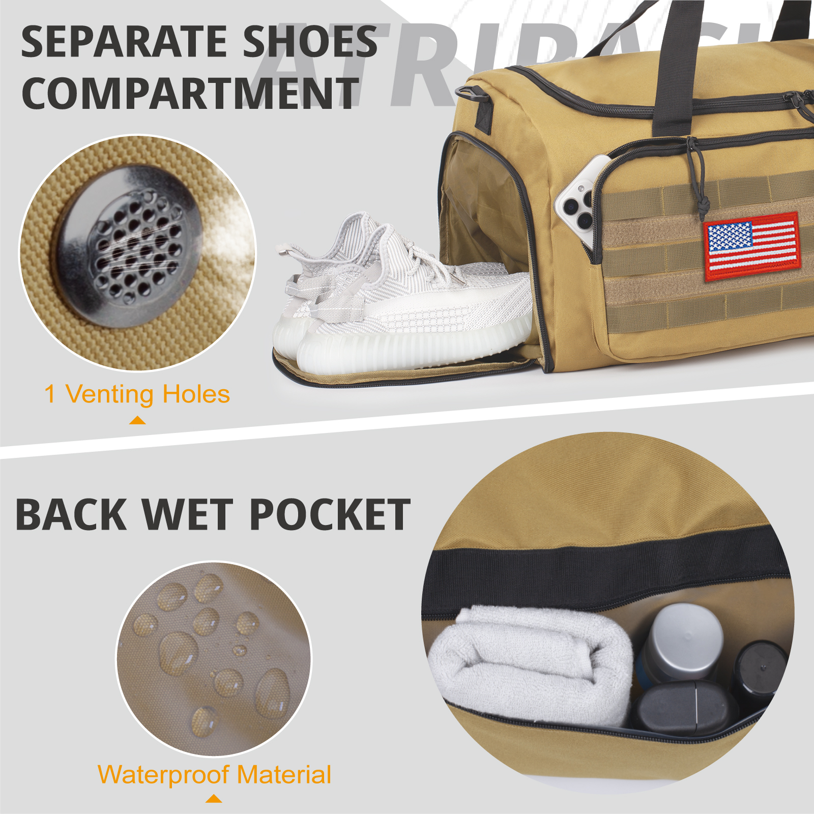 TRIPGEAR Large 40L 2-in-1 Convertible Sports Bag, Multi-functional Travel Duffle with Shoe Compartment for Daily Use