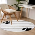 thumbnail image 5 of Farmhouse Round Living Room Rugs 4 ft, Cute Animal Claws White Retro Distressed Wood Grain Washable Area Rug with Non-Slip Sturdy Edge Binding Round Carpet for Entryway Kitchen Bedroom Bathroom, 5 of 9
