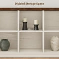 thumbnail image 5 of 8 Cube Rustic Farmhouse Wood Horizontal Bookshelf 2-Tier Storage Organizer Long Freestanding Bookcase Cabinet, White, 5 of 8