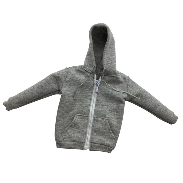 Trajes de muñeca de figura de acción a escala 1/6, sudadera con cremallera para hombre de 12 pulgadas gris
