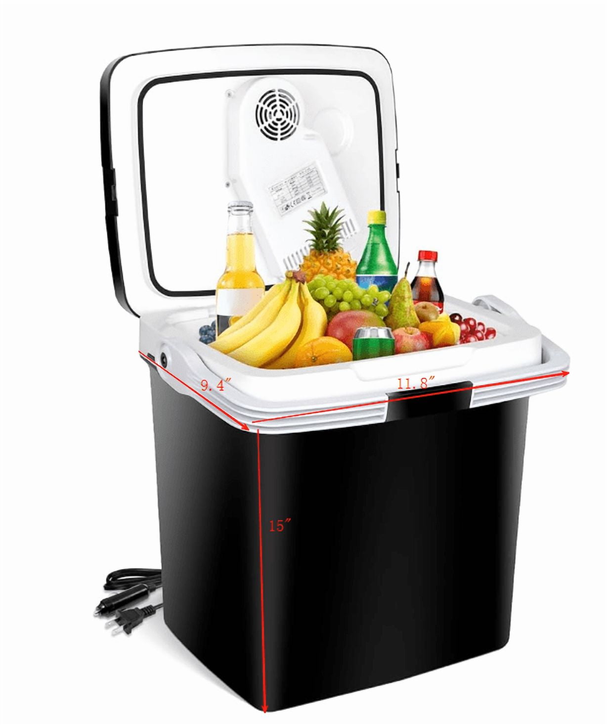 ZYPPP Mini Fridge Electric Cooler and Warmer for Car- 12V DC Car Refrigerator with Automatic Locking Handle, 28 Quart Portable Car Fridge for Travel and Camping