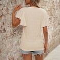 thumbnail image 4 of ASDFVBKG Summer Tops for Women Cozy Short Sleeve Crew Neck Eyelet Blouses Dressy Solid Vacation Loose Outfits Clothes Beige 2XL, 4 of 4
