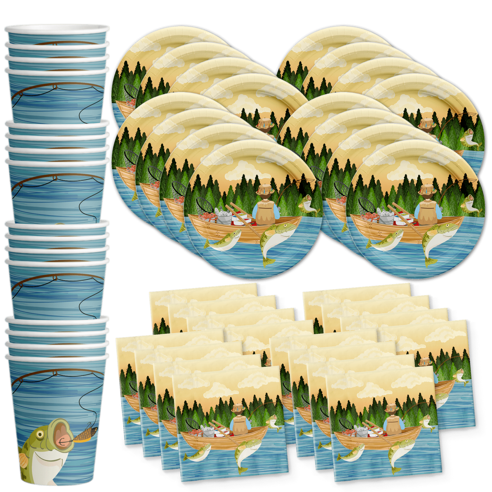 Gone Fishing Birthday Party Supplies Set Plates Napkins Cups Tableware