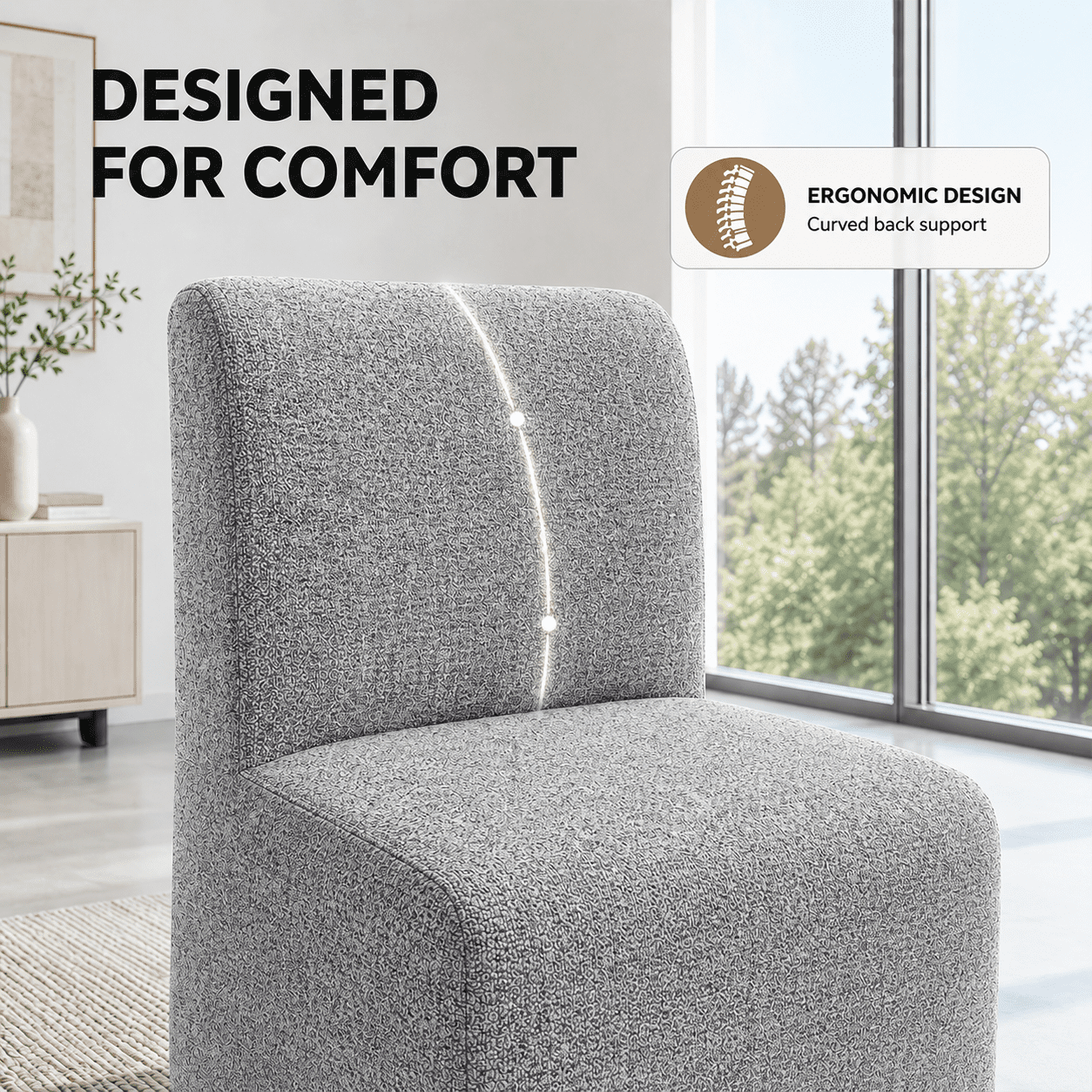 Aenkyo Dining Chairs with Casters, Set of 2, Upholstered Rolling Side Chairs, Pewter Gray