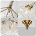 MidCentury Bubble Globe Chandelier, White and Gold 6 Lights Dia 24