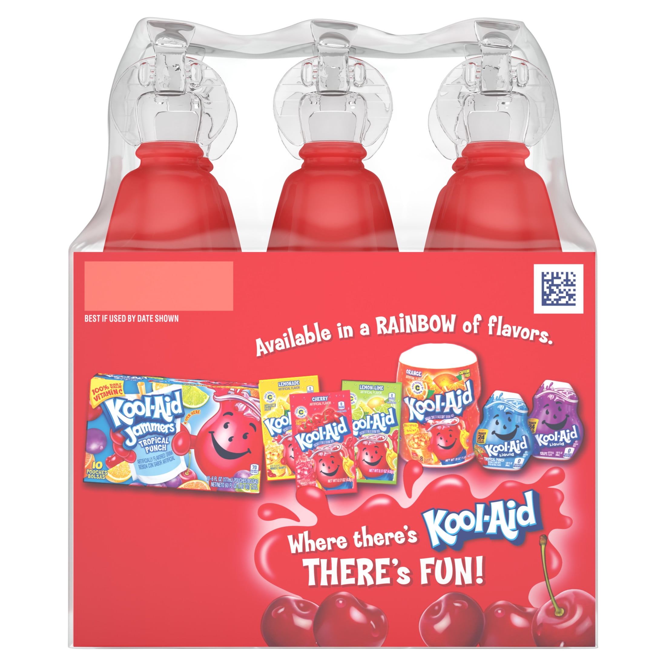 (4 pack) Kool-Aid Bursts Soft Drink, 6 Bottles, for School Lunches and On-the-Go Hydration, artificial flavor Cherry, Caffeine Free, 6.75 oz