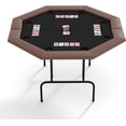 thumbnail image 1 of 8-player octagon foldable poker mesa locking collapsible legs & 8 cup holders para texas holdem y blackjack home games, 1 of 7