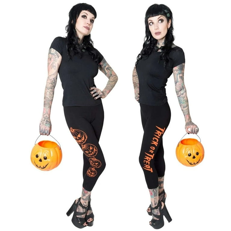 Kreepsville Trick Or Treat Pumpkin Capri Leggings Women's X-LARGE 