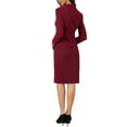 thumbnail image 3 of INSPIRE CHIC Dress Suit Sets for Women's Business 2pc Outfit V Neck Solid Work Blazer Dresses XS Dark Red, 3 of 5