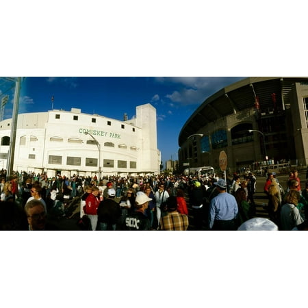 Old Comiskey Park Spectators in front of a baseball stadium, the last day of old Comiskey Park and U.S. Cellular F... Print Wall Art ()