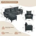 thumbnail image 2 of Pingliang Home Living Room Furniture Set,Sectional Sofa and Accent Chair,3 Seat L Shaped Couch with Reversible Storage Ottoman and Armchair, for Living Room Office Apartment Studio, 2 of 8