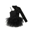 thumbnail image 6 of YiZYiF Kids Girls Sequins Jazz Latin Dance Dress Ballet Tutu Mesh Skirt Gymnastics Leotard Costume Black 16, 6 of 7