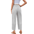 thumbnail image 3 of Pantalones Anchos y Holgados para Mujer, Estilo Palazzo, Informales, con Cintura Elástica y Bolsillos, Color Gris , Talla XL, 3 of 7