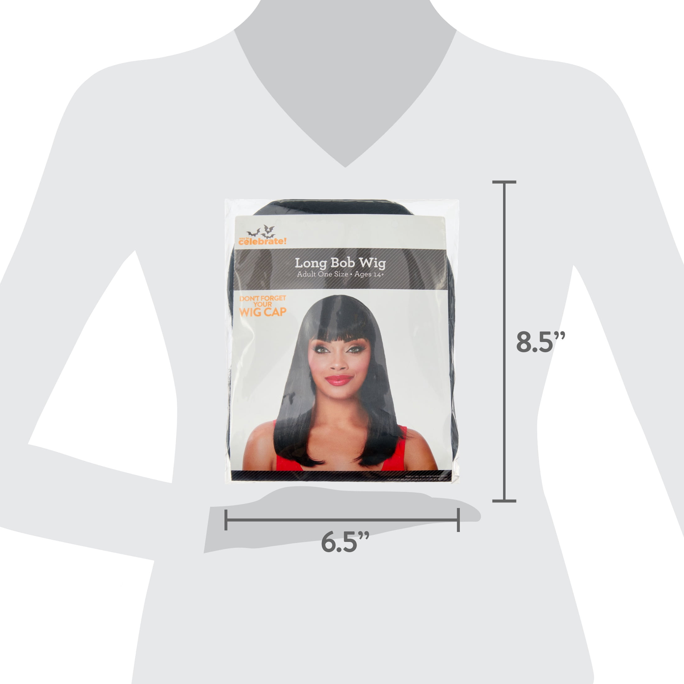 Long Bob Wig Costume Accessory for Adults, Black, Halloween by Way To Celebrate