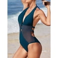 thumbnail image 6 of Cupshe Women's One Piece Swimsuit Bathing Suit Deep V Neck Halter Back Tie Mesh Swimwear, Size XS-XL, 6 of 6